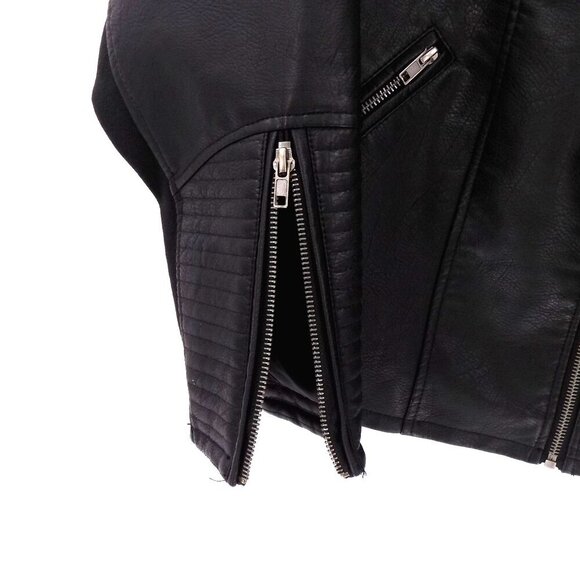Torrid Moto Jacket Size 3X Black Faux Leather Collarless - Picture 4 of 5